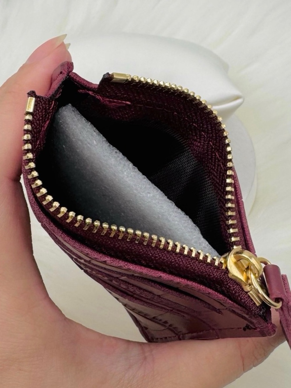 Cute Small Burgundy Card Wallet - Picture 3 of 4